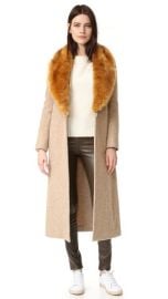 Helmut Lang Wool Coat with Faux Fur Collar at Shopbop