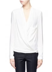 Helmut Lang white wrap blouse at Lane Crawford