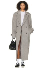 Helsa Bold Shoulder Long Coat in Grey FWRD at FWRD