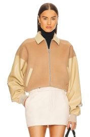 Helsa Faux Leather Wool Blend Bomber at Revolve