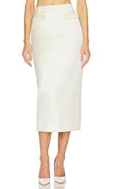 Helsa Heavy Satin Column Skirt In Bone at Revolve