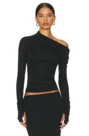 Helsa Matte Jersey Drape Shoulder Top at FWRD