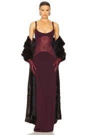 Helsa Sheer Knit Curve Maxi Dress In Merlot at Revolve