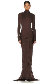 Helsa Slinky Jersey Sarong Maxi Dress in Chocolate Brown FWRD at FWRD