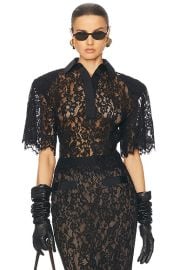 Helsa The Lace Shirt With Shoulder Pad in Black FWRD at Forward