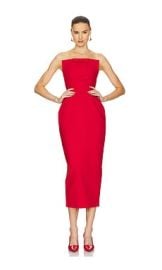 Helsa The S Curve Dress With Bow In Lipstick Red at Revolve