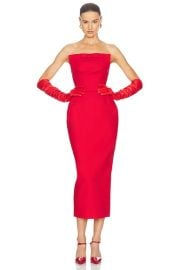 Helsa The S Curve Dress With Bow in Lipstick Red FWRD at FWRD