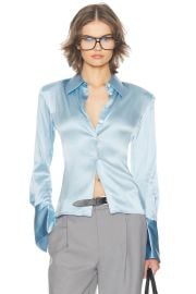 Helsa The Silk Charmeuse Shirt In Sky Blue at Revolve
