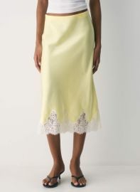 Henrietta Satin Skirt in lemonade light birch at Aritzia