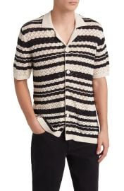 Henry Stripe Pointelle Short Sleeve Organic Cotton Sweater at Nordstrom