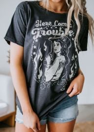 Here Comes Trouble Graphic Tee at Lauriebelles