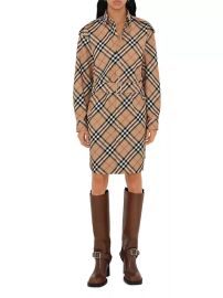 Heritage Checked Cotton Belted Midi Shirtdress Burberry at Saks Fifth Avenue