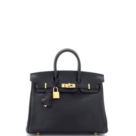 Hermes Birkin Handbag Black Swift with Gold Hardware 25 Black 2190115 at Rebag