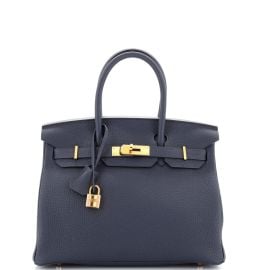 Hermes Birkin Handbag Blue Togo with Gold Hardware 30 Blue 236331160 at Rebag