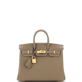 Hermes Birkin Handbag Grey Swift with Gold Hardware 25 Neutral 22126950 at Rebag
