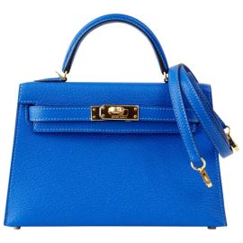 Hermes Kelly Bag 20 Mini Kelly II Blue Hydra Chevre Gold Hardware at 1stDibs at 1st Dibs