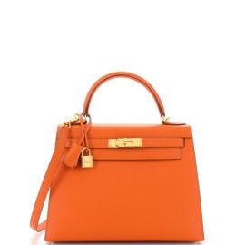 Hermes Kelly Handbag Orange Epsom with Gold Hardware 28 Orange 21761710 at Rebag