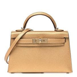 Hermes Metallic Chevre Chamkilight Mini Kelly Sellier 20 Dore 1701926 FASHIONPHILE at Fashionphile
