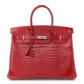 Hermes Shiny Porosus Crocodile Birkin 35 Rouge Casaque 1727270 FASHIONPHILE at Fashionphile