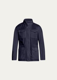 Herno Mens Cotton Concealed-Zip Safari Jacket - at Bergdorf Goodman