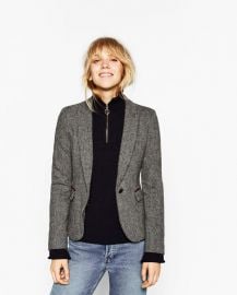 Herringbone Blazer with Elbow Patches  at Zara