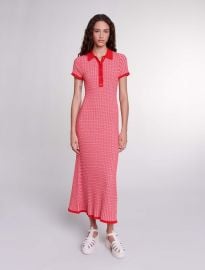 Herringbone knit maxi dress Red For Women at Maje