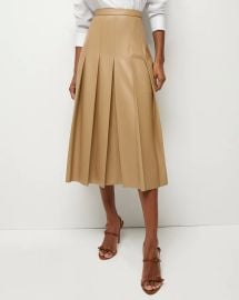 Herson Pleated Vegan Leather Midi Skirt at Veronica Beard