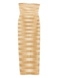 Herv Lger Nia Strapless Maxi Dress Gold at Farfetch