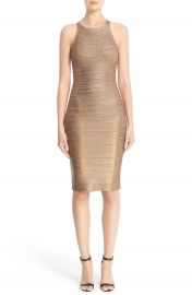 Herve Leger  Renata  Woodgrain Metallic Foil Bandage Dress at Nordstrom