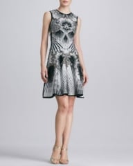 Herve Leger Beaded Printed Bandage Dress at Neiman Marcus