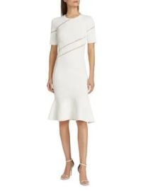 Herve Leger Beth Sheer Stripe Fluted Dress at Saks Off 5th