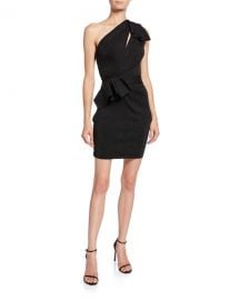 Herve Leger Double-Face Metallic One-Shoulder Dress at Neiman Marcus