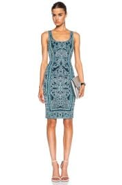 Herve Leger Farah Viscose-Blend Dress in Peacock Combo FWRD at FWRD