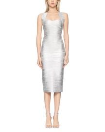 Herve Leger Foiled Crisscross Back Bandage Dress at Bloomingdales