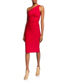 Herve Leger Icon Asymmetric One-Shoulder Dress at Neiman Marcus