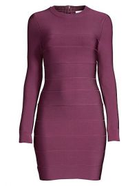 Herve Leger Mini Long-Sleeve Bodycon Dress at Saks Fifth Avenue