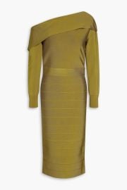 Herve Leger Off the shoulder bandage midi dress at The Outnet