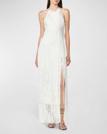 Herve Leger Recycled Metallic Fringe Draped Gown at Neiman Marcus