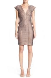 HerveLeger WoodgrainMetallicFoil Bandage Dress at Nordstrom