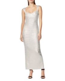 Herveacute Leacuteger Sweetheart Neck Banded Foil Gown Bloomingdales at Bloomingdales