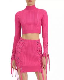 Herveacute Leacuteger Variegated Rib Lace Up Crop Top   Bloomingdales at Bloomingdales