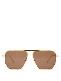 Hexagonal Aviator Metal Sunglasses by Bottega Veneta at Matches