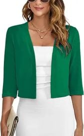 Heymoments Women's Thin Shrugs 3/4 Sleeve Lightweight Cropped Tops Open Front Cardigan for Dress at Amazon