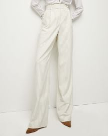 Heyser High-Waist Pinstripe Wide-Leg Pant Veronica Beard at Veronica Beard