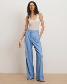 Heyser Wide-Leg Pant in Blue JayDove White at Veronica Beard