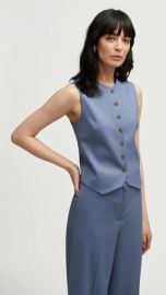 High-Neck Button Waistcoat in Seasonless Wool Powder Blue curated on LTK at Argent