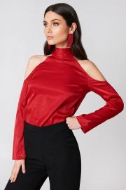 High Neck Cold Shoulder Blouse at NA-KD