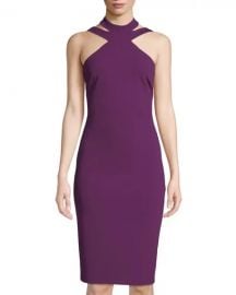 High-Neck Crepe Midi Dress by Bebe at Last Call