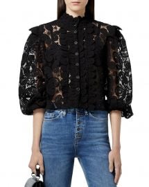 High Neck Lace Blouse at Bloomingdales