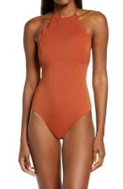 High Neck Scalloped One-Piece Swimsuit at Nordstrom